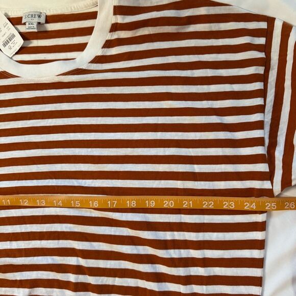 J Crew Factory Orange Long Sleeve Striped Tee Size 2XL Cotton Crew Neck Casual - Picture 7 of 10